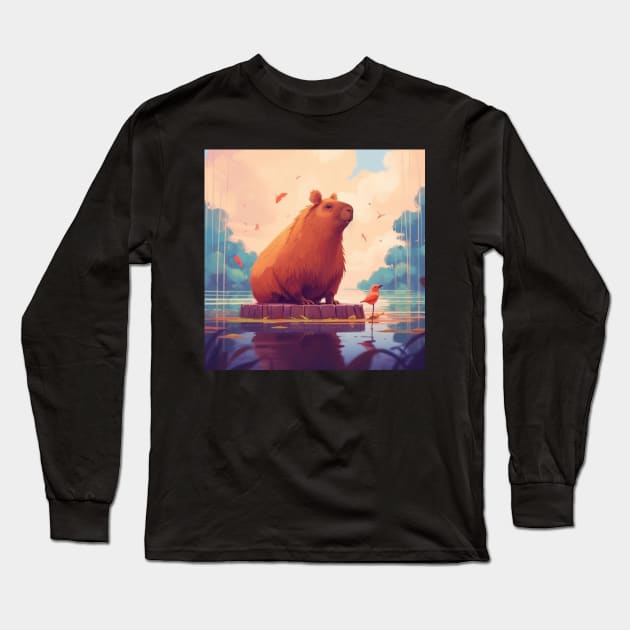 The Charming Capybara: Nature's Cutest Creature Long Sleeve T-Shirt by Boiledpancakes